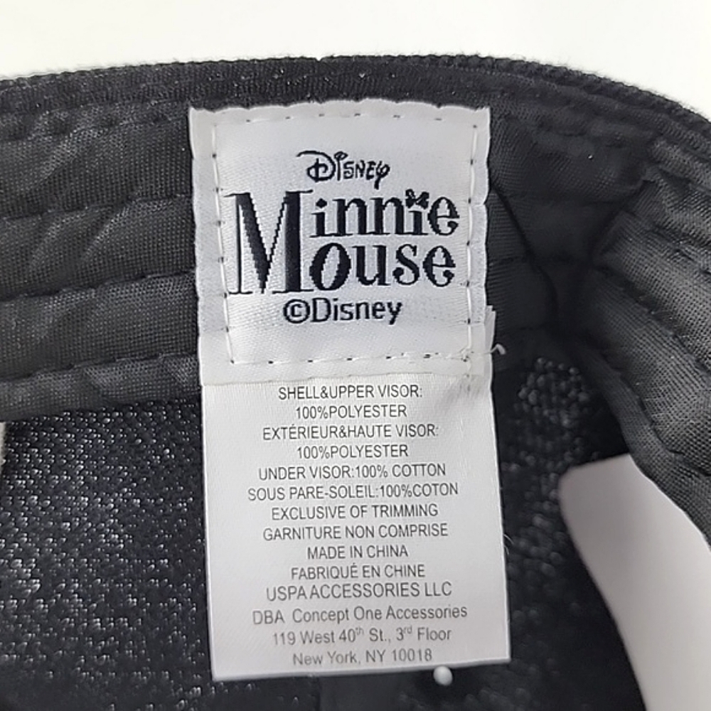 NWT Disney Minnie Mouse Women's Flat Bill Snap Back Black Baseball Cap EmbroideR - Picture 15 of 16